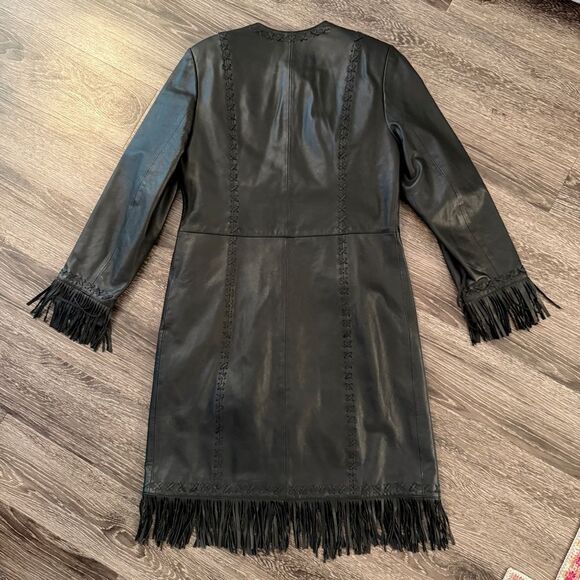 Double D Ranch Black Leather Jacket with Fringe - Picture 11 of 11